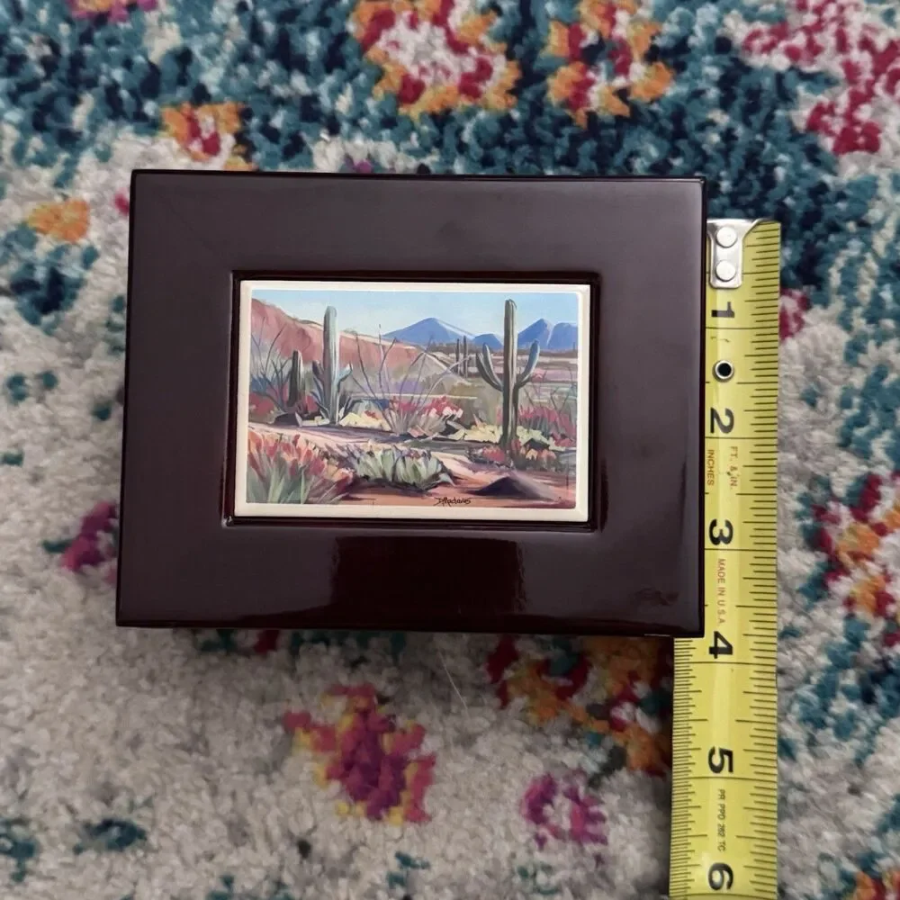 D.Maderas Wooden Trinket Jewelry Box Southwest‎ Landscape Cactus